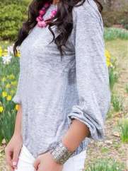 Women's Sexy Cross Back Long Sleeve Loose Tee Shirts Fashion Tops Crop Top