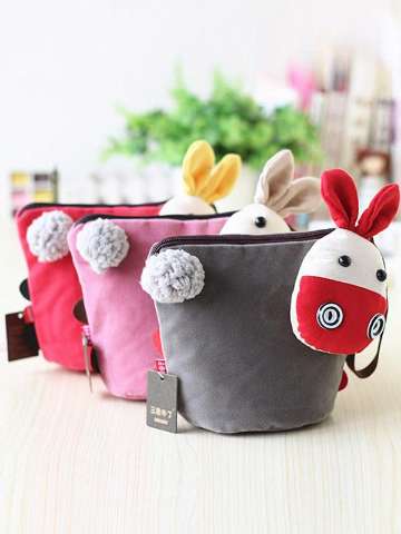 Cute Animal Solid Color Cosmetic Multifunction Clutch Bag Coin Bag