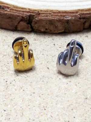 One Piece Fashion Punk Cool Black Middle Finger Titanium Steel Men's Ear Studs Earring