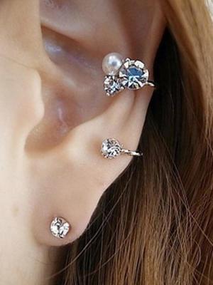New Personality Punk Style Rhinestone Ear Stud Earrings