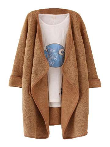 New Women's Cashmere Irregular Large Lapel Warm Long Sleeve Sweater Cardigan Coat