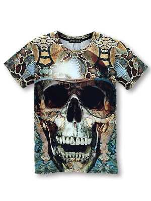European high-grade 3D digital print women t shirt skull 3d pirate T-shirt clown printing short sleeve shirt
