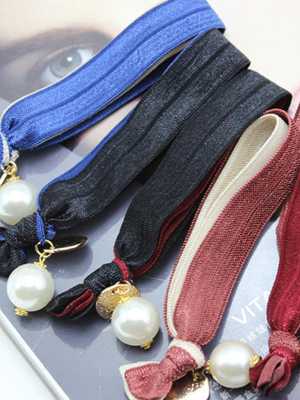 Women's Double-layer Hair accessories High Elastic Hair Ropes Pearl Pendant Knotted Ponytail Hair Ring Hair Band