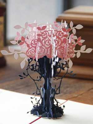Paper-cut Flowers Tree Creative 3D Greeting Cards Handmade Hollow-out Folding Card Flowerpot Postcards