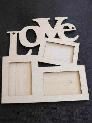 New Hollow Love Wooden Family Photo Picture Frame Rahmen White Base Art DIY Home Decor