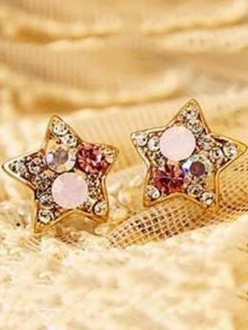 New Fashion Vintage Earrings Retro Colorful Rhinestone Stars Lovely Earrings for women Jewelry wholesale