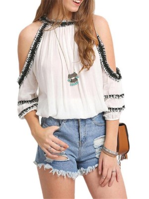 Women Summer Sweet Style Sexy Off Shoulder Casual Vest Top Half Sleeve T Shirt Blouse Basic Vest Tank Tops