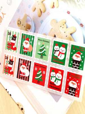Santa Claus Print Sealing Stickers Cupcake Cookies Package Decoration Stamp Toothpick stickers Seals Stickes