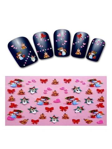 New Nail Art Stickers Decal Christmas Snowman / Santa Claus / Bear / Heart / Bowknot Design 3D Nail Sticker French Manicure DIY Tools