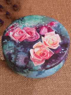 Christmas Tin Box Cartoon Flowers Print Mini Jewelry Case Desktop Round Candy Cookies Storage Boxes Gifts