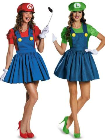 Hot Women's Fashion Super Mario Playful Plumber Costume Halloween Fancy Party Dress