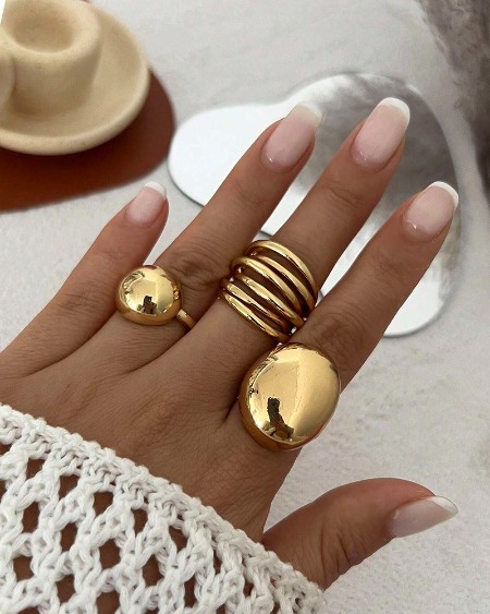 3PCS Simple Vintage Irregular Hollow Out Rings Statement Stackable Knuckle Ring Set