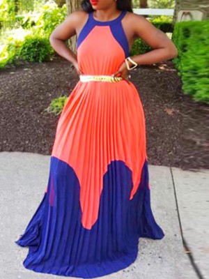 Fashion Summer Women's Sleeveless Chiffon Maxi Dress Casual Halter Long Dress