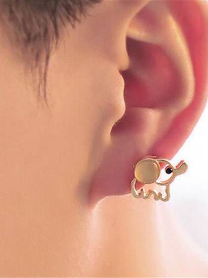 Trendy Lovely Colorful Small Elephant Opal Ear Jewelry Women  Earring Stud