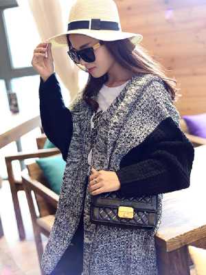 Women Autumn Knitted Sweater Bat Sleeve Loose Large Size Top Quality Fashion Clothes Cardigan Slim Long-sleeve Gray Basic Cardigan Sweater