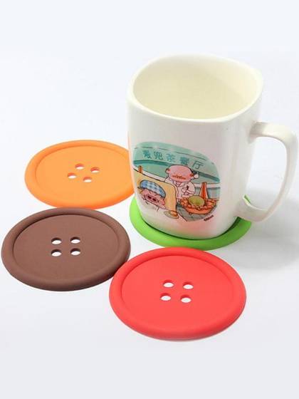 Cute Silicone Round Button Coaster Home Table Decor Tea Coffee Drink Placemat Cup Non-slip Heat Mat Pad Hot Sale Placemat