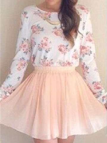 Women's Sexy Floral Printing Backless T-shirt Crewneck Long Sleeve Cotton Tops Hot Sale