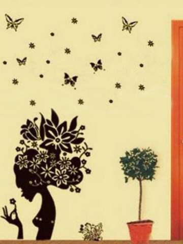 Butterfly Flower Fairy Girl Removable PVC Wall Sticker Home Decor Decals