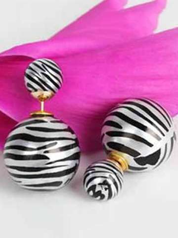 New Personality Zebra Leopard Dots Pearls Ear Stud Earrings