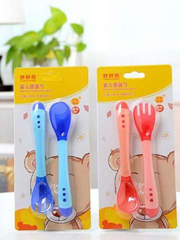 2015 New Safety Temperature Sensing Spoon Baby Flatware Feeding Spoon