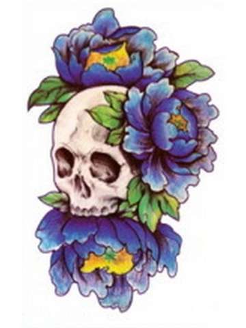 Fashion Skull Flowers Pattern Waterproof Tattoo Stickers  Decals Temporary Tattoo