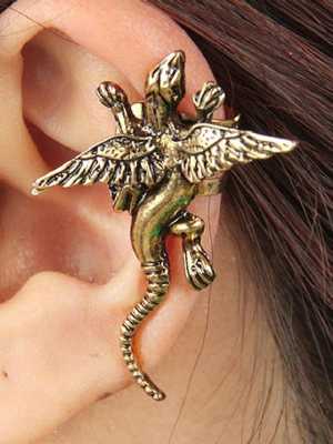 Fashion Unisex New  Personality Punk Style Flying Monster Design Ear Clip Earrings
