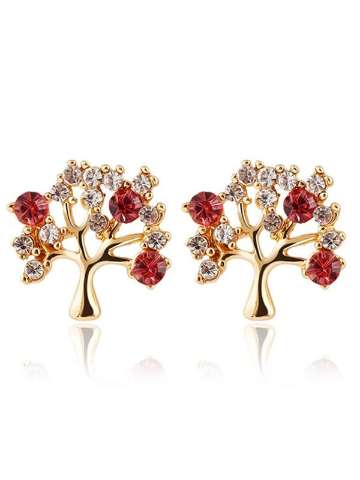 Hot New Design Fashion Cute Tree Shape Color Rhinestone Stud Earrings Fine Jewelry Metal For Women Accessories