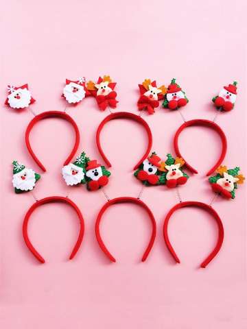 Christmas Celebrations Xmas Santa Claus Tree Snowman Deer Bear Pattern Head Bands Festival Decrorative Props Girls Headwear