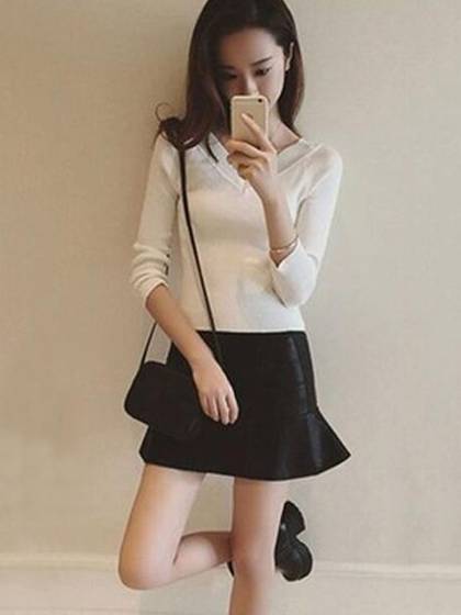 Autumn Women's Off Shoulder Solid Knitted Sweater Cardigan Simple Slim Fit Top Sweater Cardigan