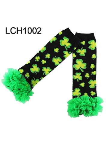 New Children's Clover Printing  Mesh Lace Halloween Christmas Stocking Leg Warmers
