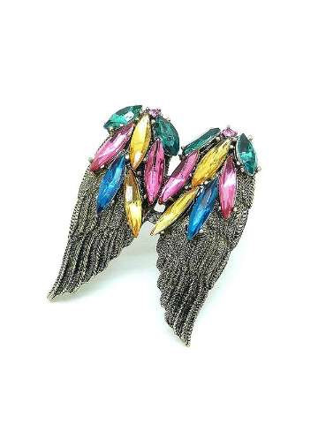 Wings Shape Open Rings Colorful Crystal Rhinestone Ring Retro Jewelry Finger Tips Fashion Gifts