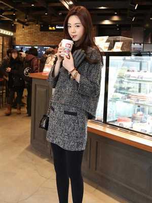 Women's Fashion Woolen Elegant Suit Sets 2 Pieces Loose Blouse+ Hip Package Skirts