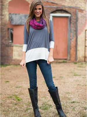 Women's Fall Fashion Blending Slim Casual Long Tops T-shirt Dress Basic Blouse