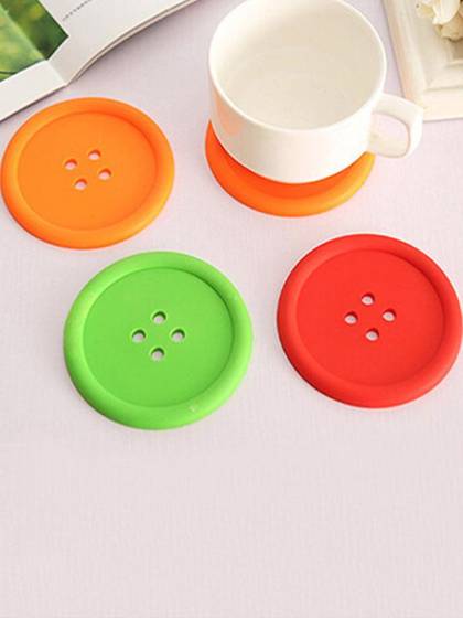 Creative Household Supplies Round Silicone Coasters Cute Button Coasters Cup Mat