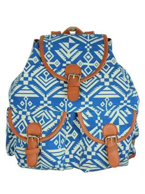 Women's Classic Printing Canvas Backpack School Shoulder Bag Casual Bag Vintage Rucksack