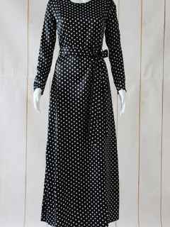 Fashion Women's Long Sleeve Casual Maxi Dress Classic Dot Dress