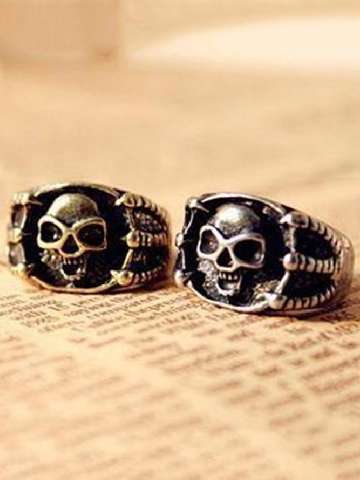 Fashion Unisex Vintage Classical Ring Alloy Rings Big Skull Skeleton Finger Ring Punk Style Jewelry