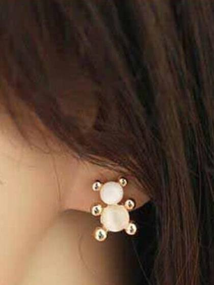 Women's Fashion New  Cute Bear Ear Stud Earrings