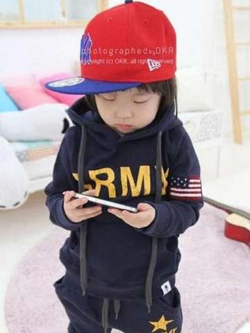 2015 Children Sport Suit Toddler Boy Child Baby Kid Army Star Hoodie Coat&Trousers Sport Outfit