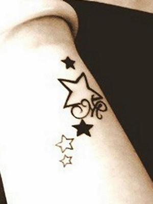 Fashion White Black Stars Pattern Waterproof Tattoo Stickers  Decals Temporary Tattoo