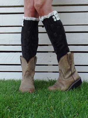 Multi Color Knee-High Socks With Lace Top Leg Warmers Winter Fall Fashion