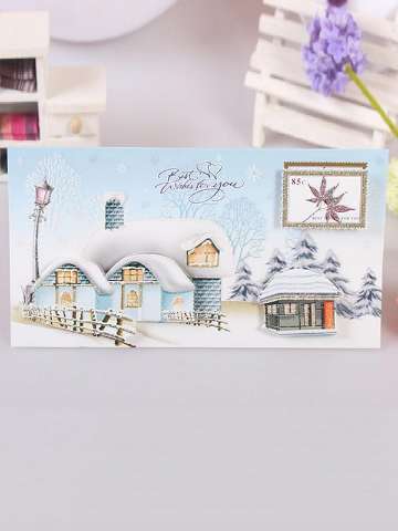 Creative Christmas Gifts Greeting Cards Folding Card Postcards Best Wishes to Friends