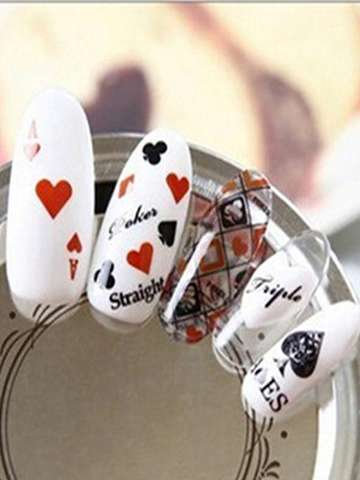 Women's Watermark Cartoon Poker Printed DIY  Sticker Nail Art Decals Nails Wraps  Nail Tools Manicure