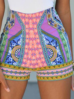 Hot Fashion Ladies Boho Flower Printed Slim Tight Beach Shorts