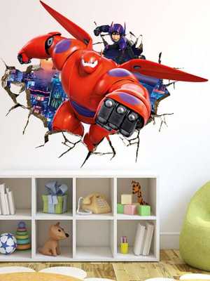 Super Marines Movie Charator Baymax 3D Wall Sticker Creative Kids Room Decorations