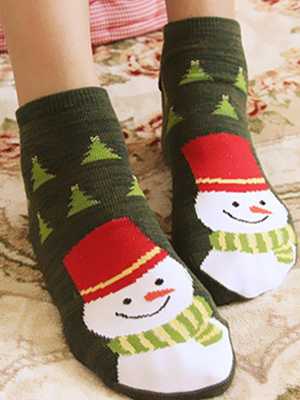 Women's Unisex Cartoon Snowman Tree Christmas Gift Sock Fashion Winter Wool Cute Socks Warm Socks