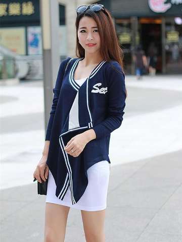 Women's Fall Fashion Back Letter Print Long Sleeve Tops Outwear Sweater Cardigan