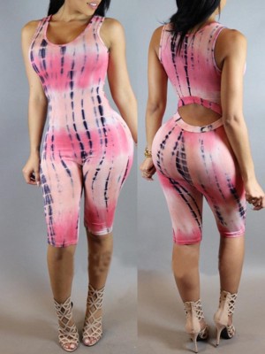 Sexy Sleeveless Print High Wais Jumpsuit Rompers