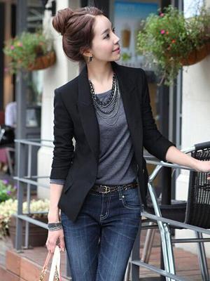 Women's OL Career Tops Western Suit Slim Fit Jacket Coat Outwear Slim-fitting Business Suit