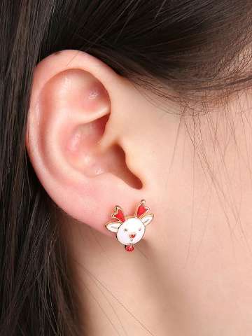 Fashion Jewelry Personality Christmas Deer Pattern Ear Stud Earrings Christmas Gifts